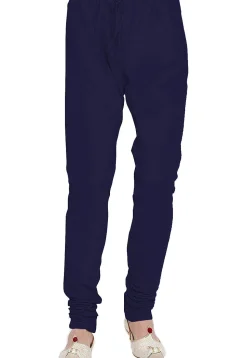 Solid Color Dupion Silk Churidar in Navy Blue