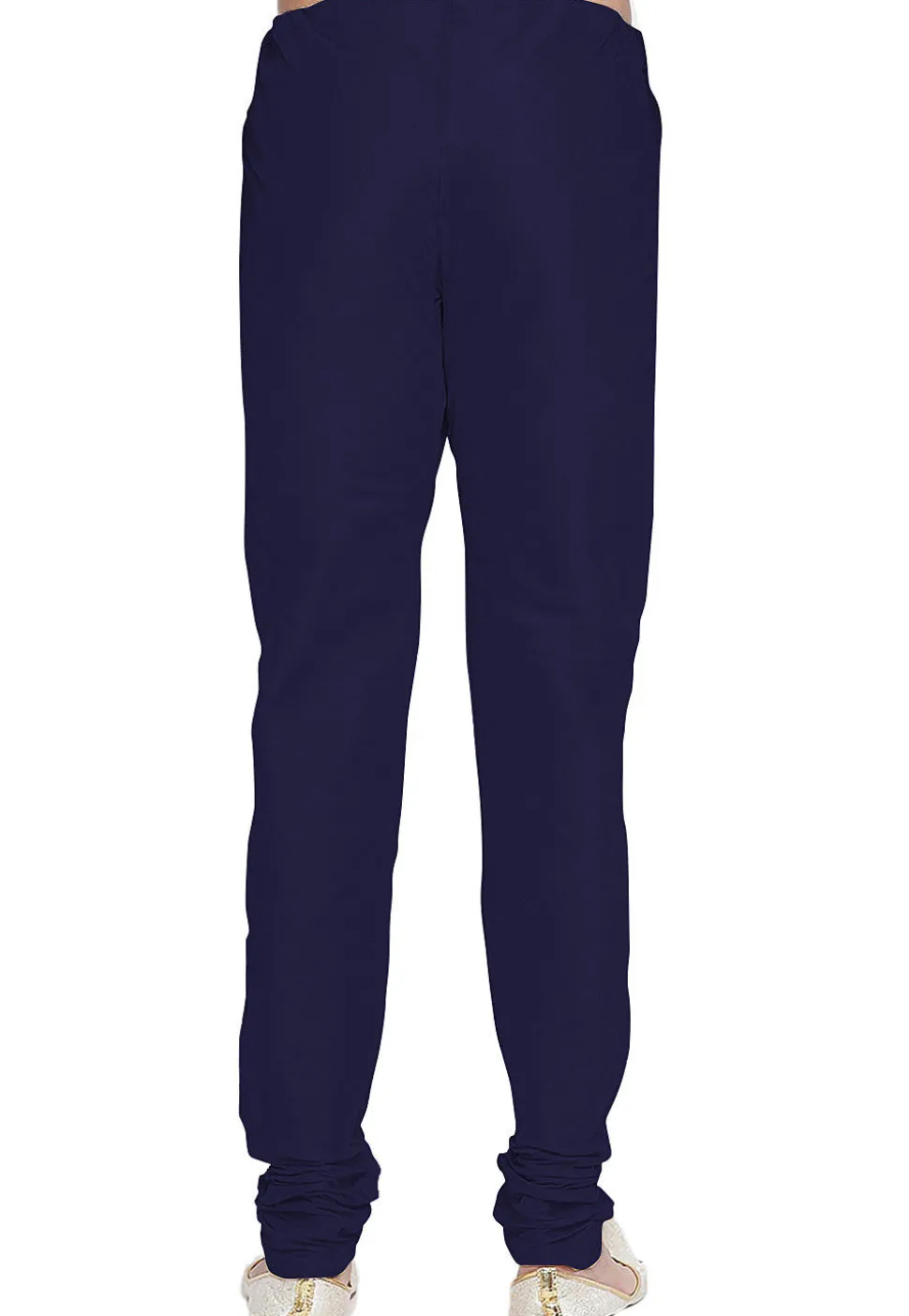 Solid Color Dupion Silk Churidar in Navy Blue