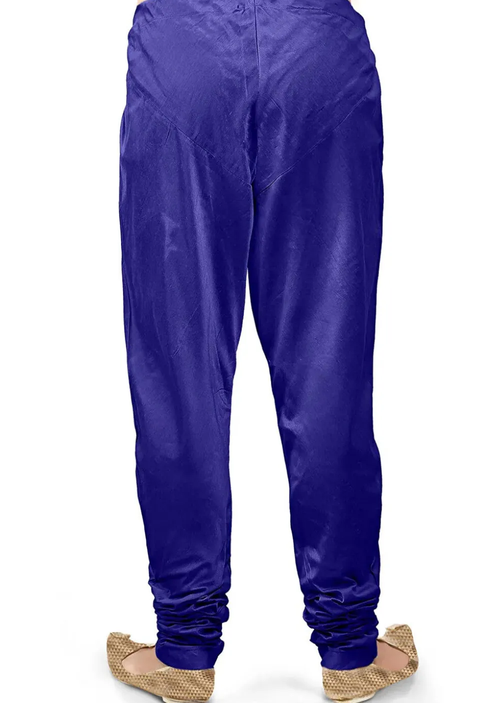 Solid Color Dupion Silk Churidar in Navy Blue