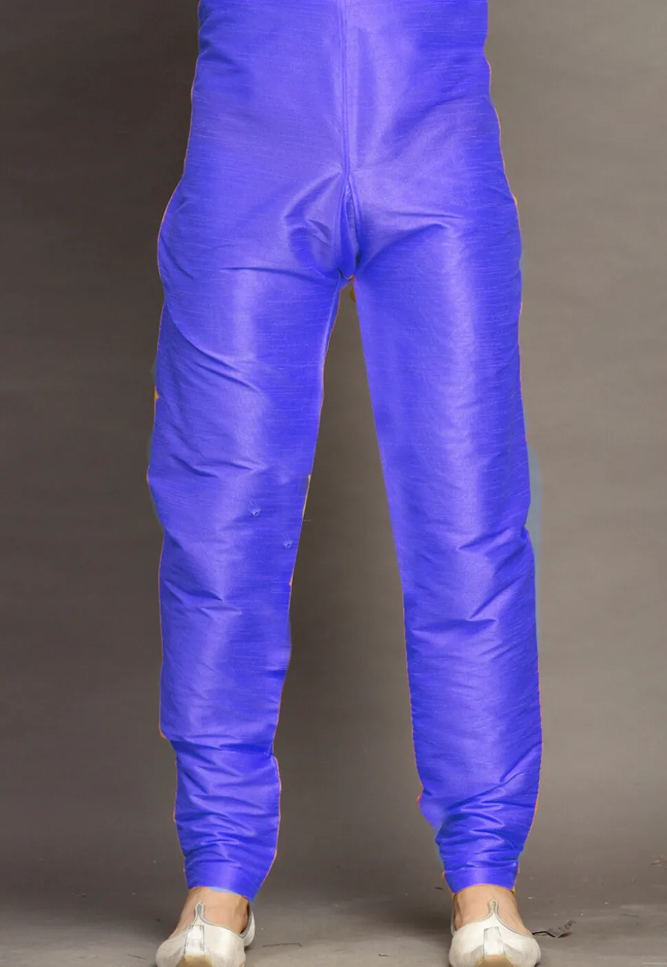 Solid Color Dupion Silk Churidar in Royal Blue
