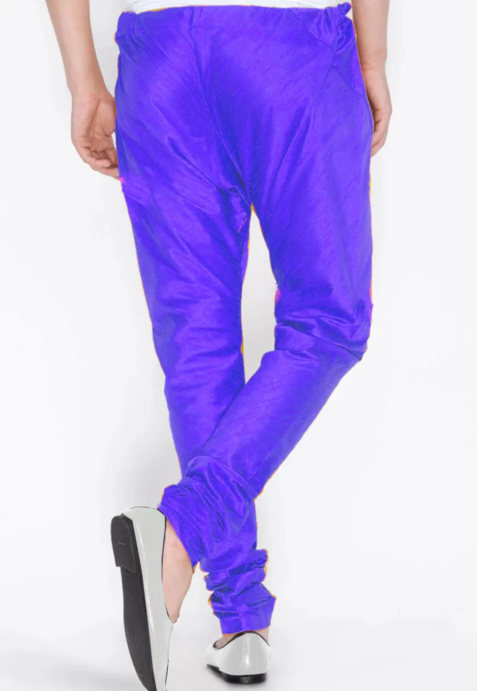 Solid Color Dupion Silk Churidar in Royal Blue