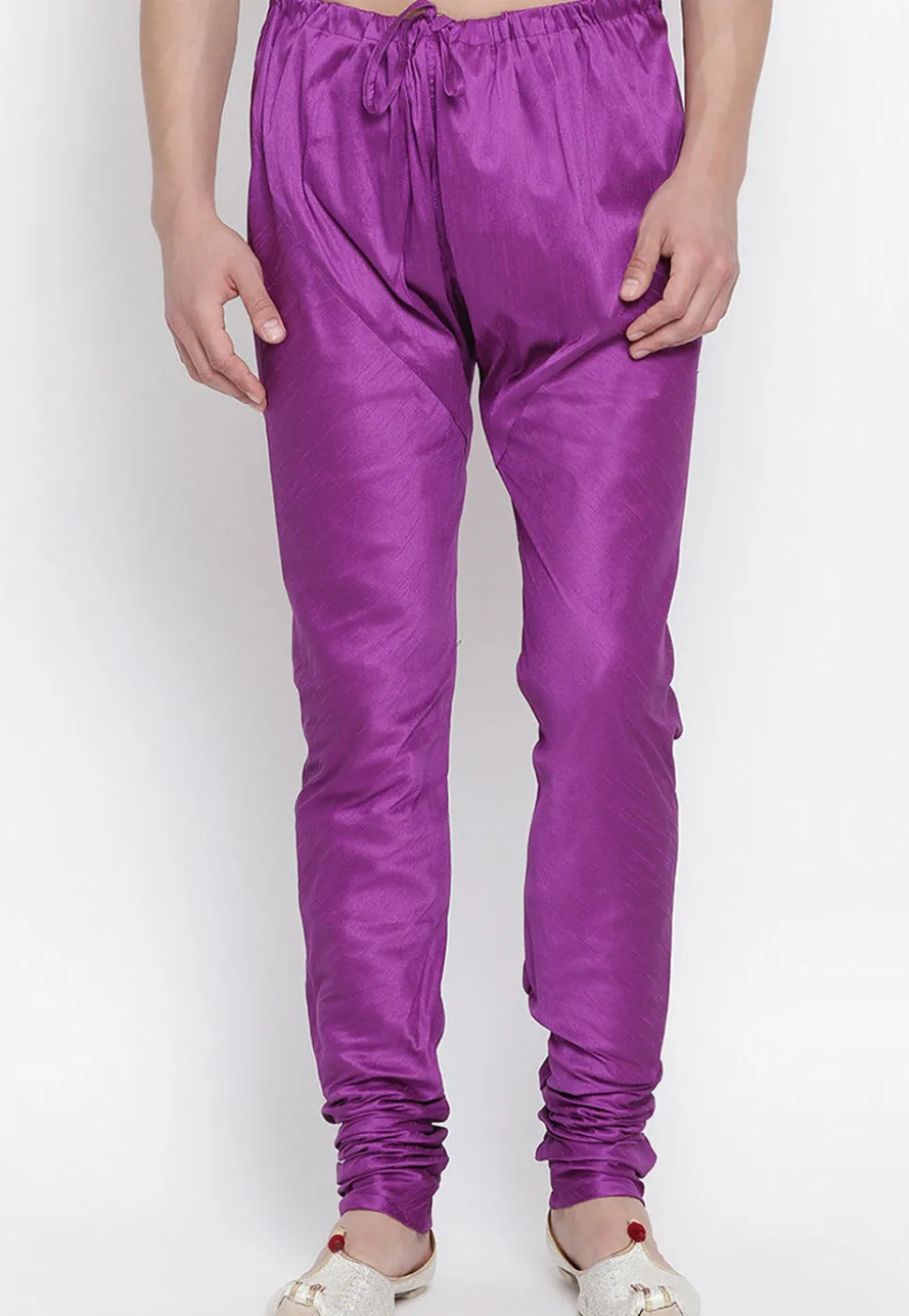 Solid Color Dupion Silk Churidar in Purple