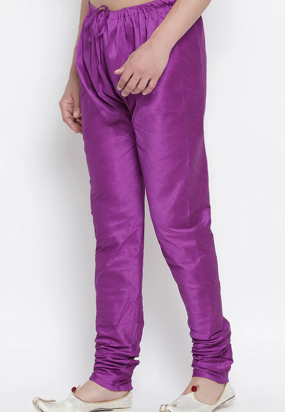 Solid Color Dupion Silk Churidar in Purple