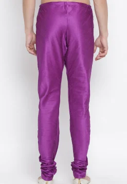 Solid Color Dupion Silk Churidar in Purple