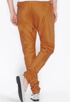 Solid Color Dupion Silk Churidar in Brown