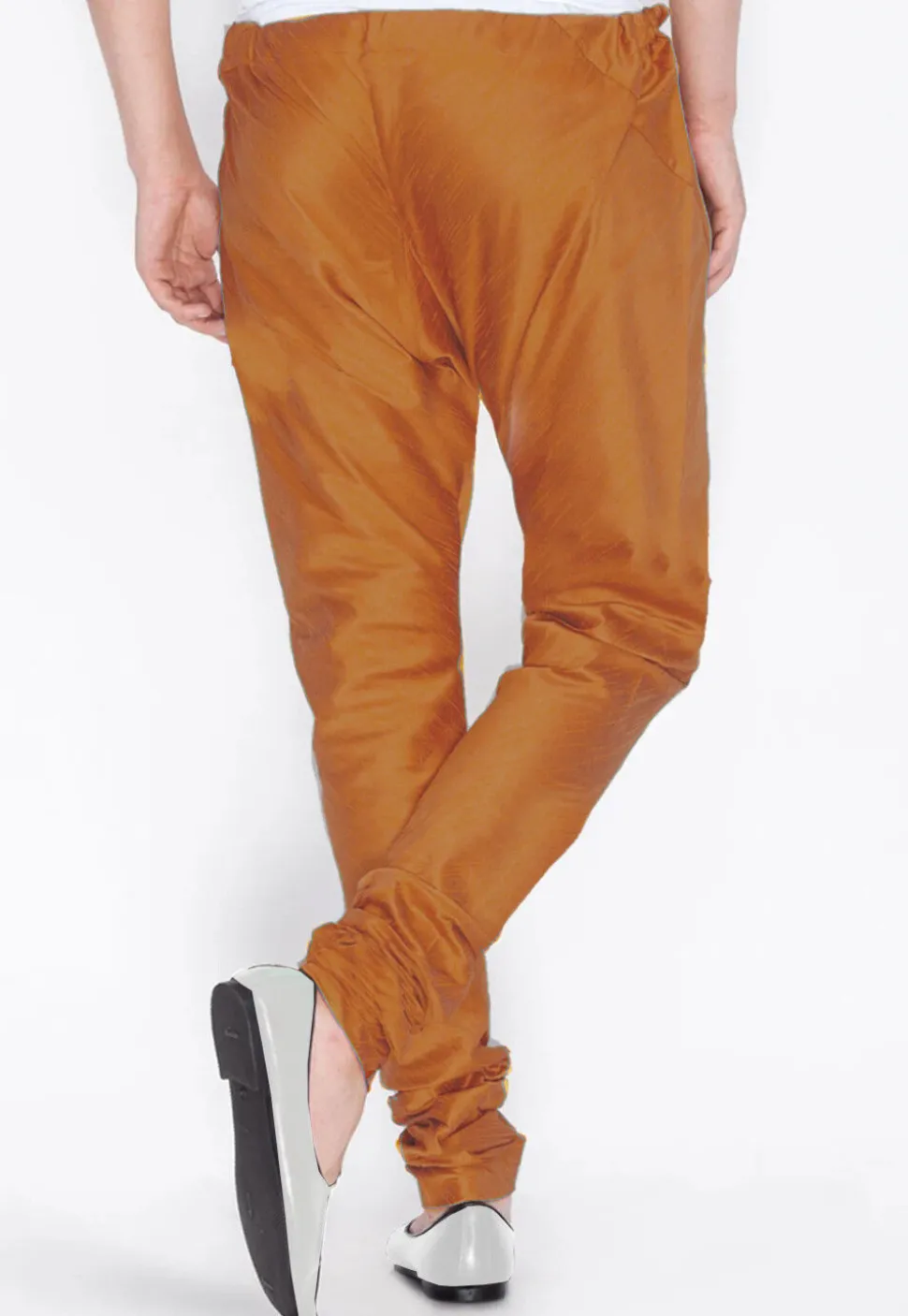 Solid Color Dupion Silk Churidar in Brown
