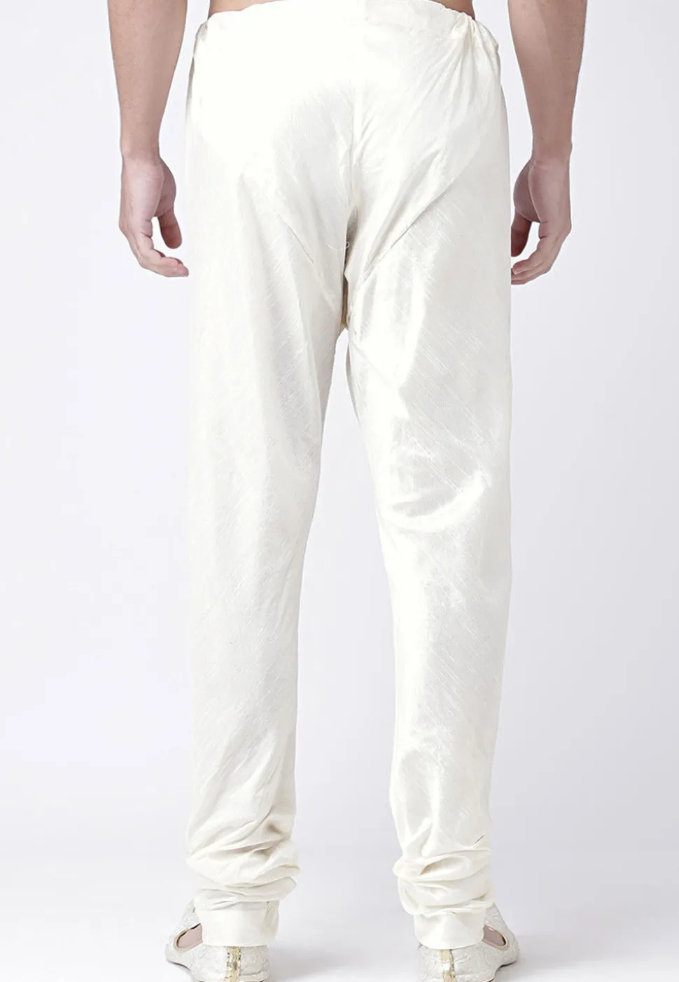 Solid Color Dupion Silk Churidar in White