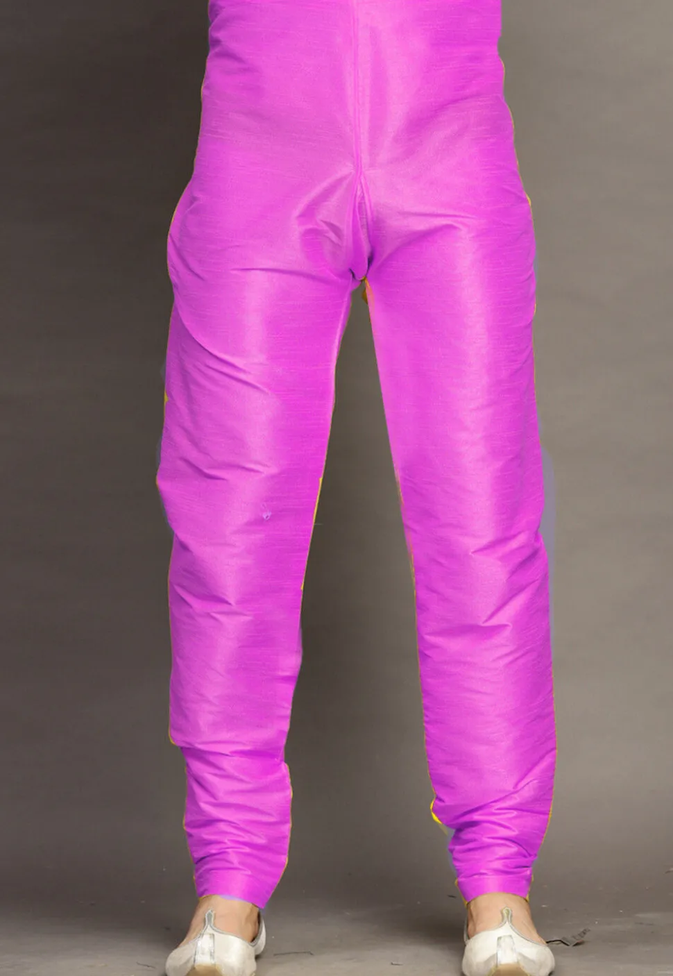 Solid Color Dupion Silk Churidar in Pink