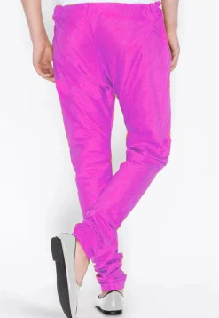 Solid Color Dupion Silk Churidar in Pink