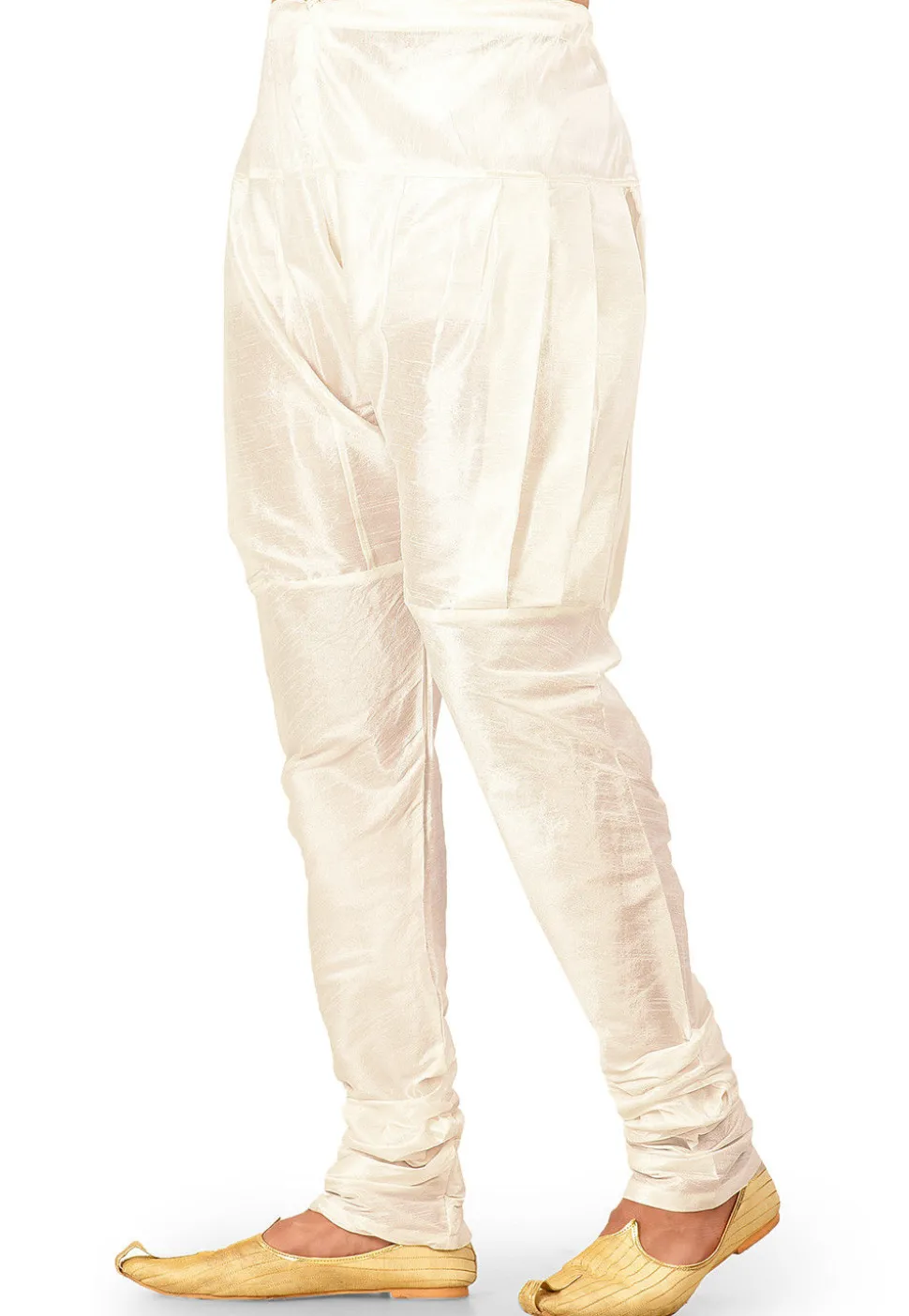 Solid Color Dupion Silk Churidar in Off White