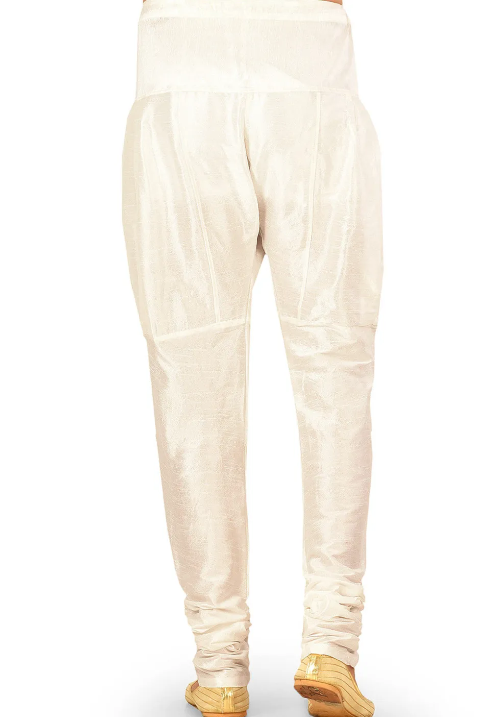 Solid Color Dupion Silk Churidar in Off White