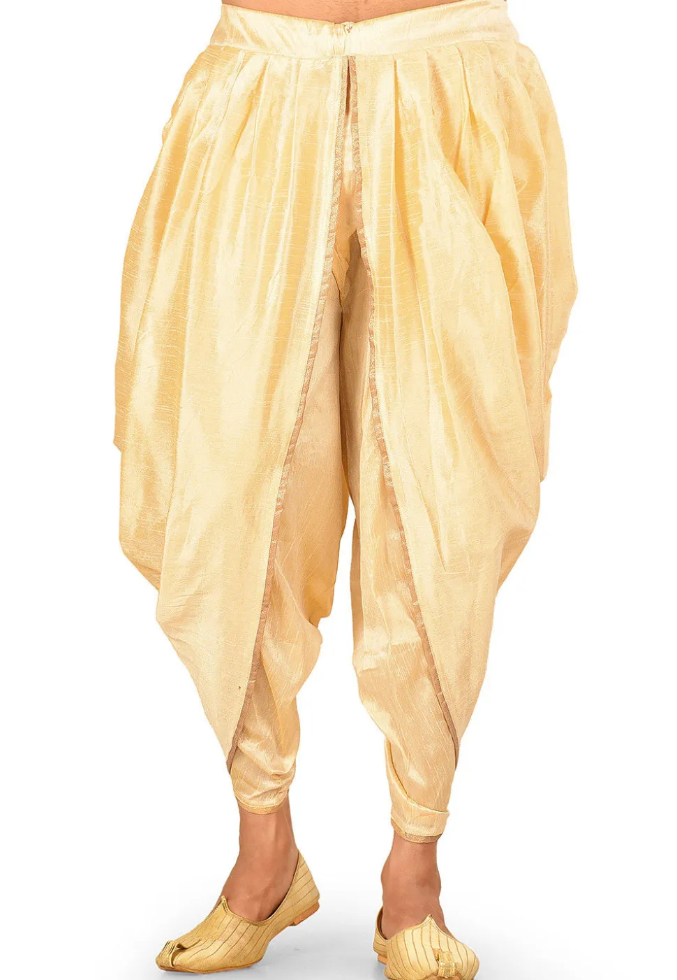 Solid Color Dupion Silk Dhoti in Beige