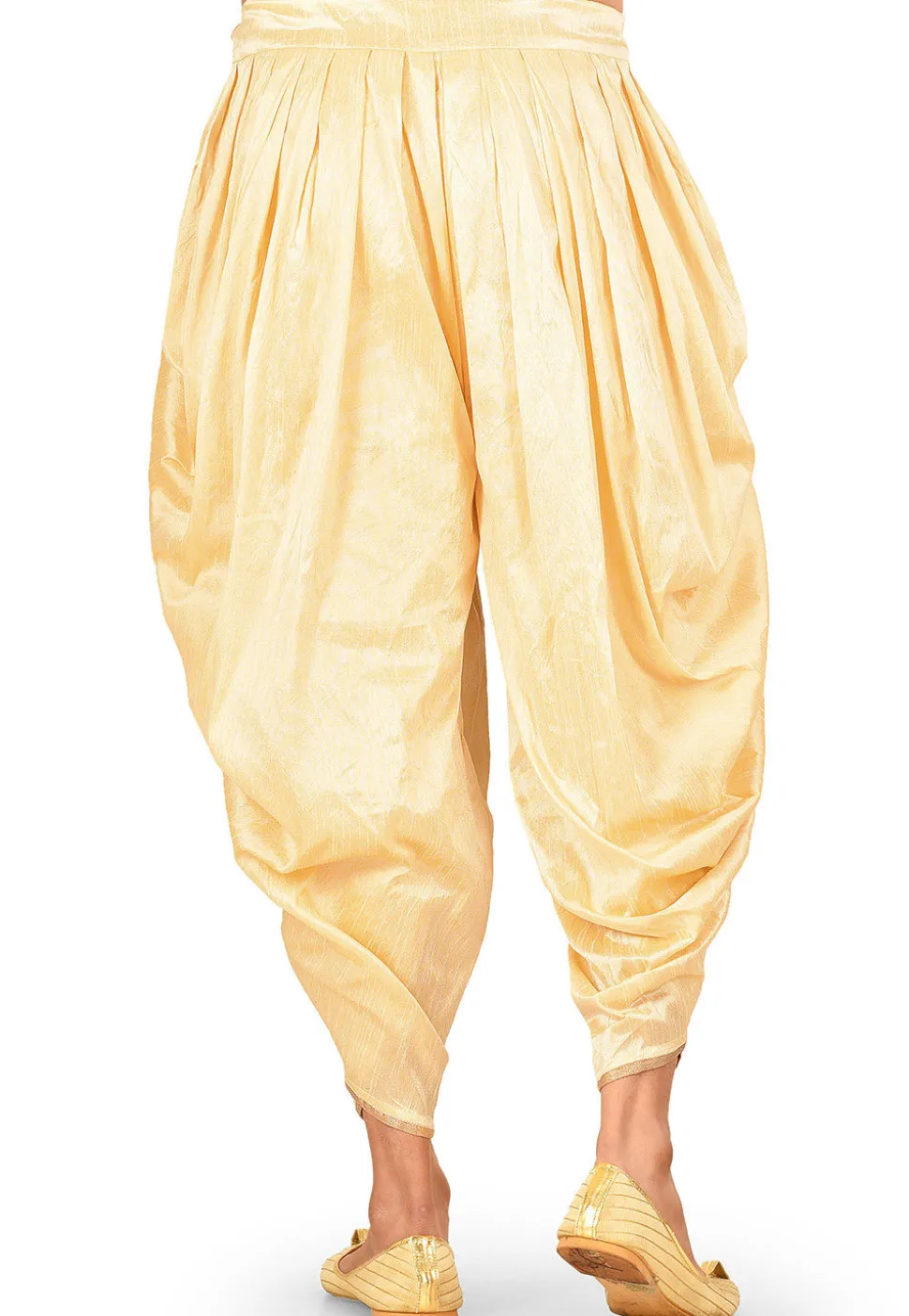 Solid Color Dupion Silk Dhoti in Beige