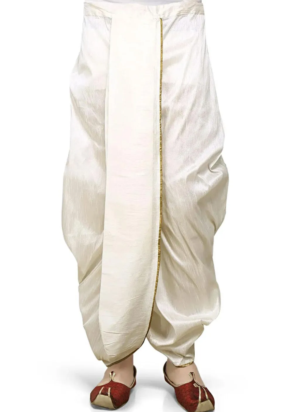 Solid Color Dupion Silk Dhoti Pant in Cream