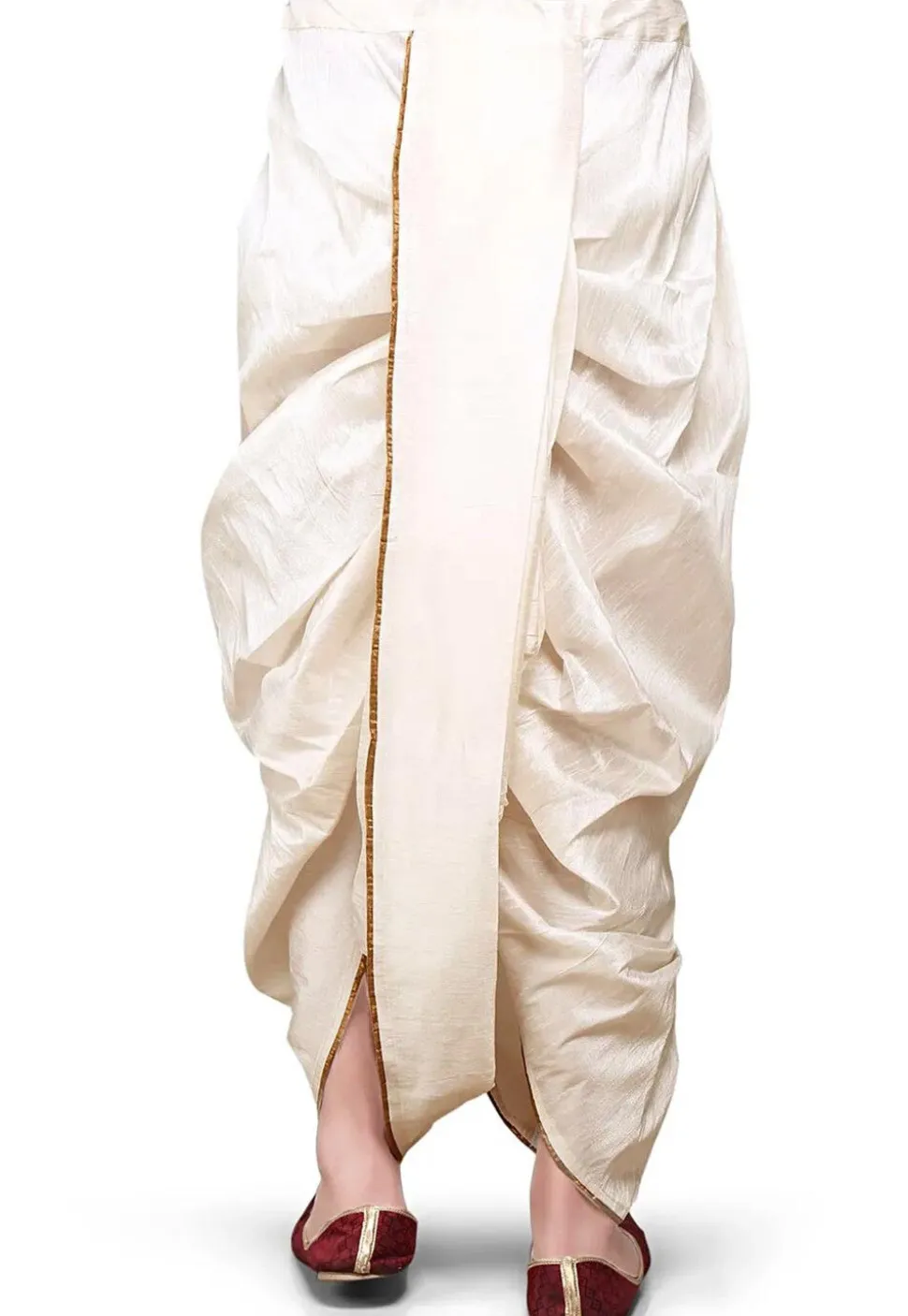 Solid Color Dupion Silk Dhoti Pant in Cream