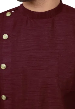 Solid Color Dupion Silk Dhoti Kurta in Maroon