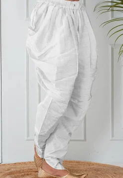 Solid Color Dupion Silk Dhoti in White