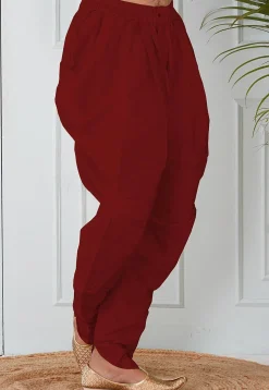 Solid Color Dupion Silk Dhoti in Maroon