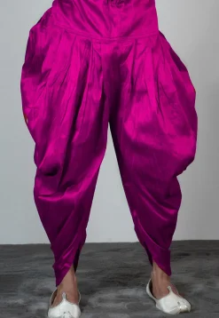 Solid Color Dupion Silk Dhoti Pant in Magenta