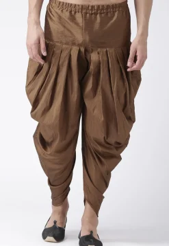 Solid Color Dupion Silk Dhoti Pant in Dark Brown