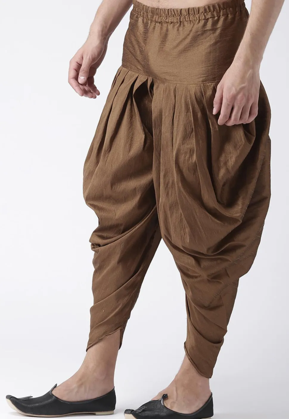 Solid Color Dupion Silk Dhoti Pant in Dark Brown