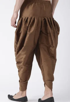Solid Color Dupion Silk Dhoti Pant in Dark Brown
