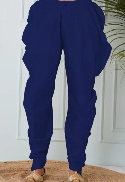 Solid Color Dupion Silk Dhoti in Royal Blue
