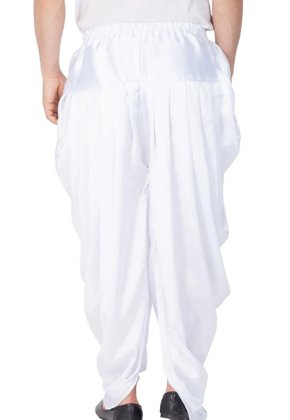 Solid Color Dupion Silk Dhoti Pant in White
