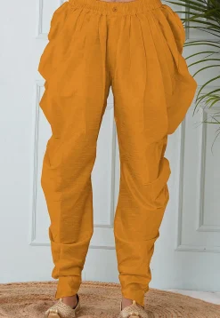 Solid Color Dupion Silk Dhoti in Mustard