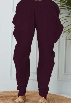 Solid Color Dupion Silk Dhoti in Wine