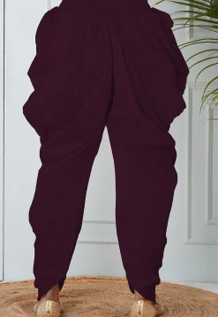 Solid Color Dupion Silk Dhoti in Wine