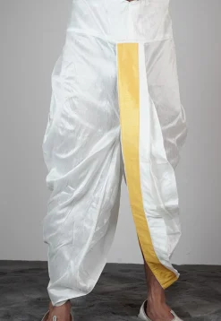 Solid Color Dupion Silk Dhoti Pant in White