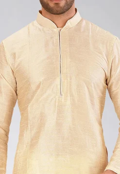 Solid Color Dupion Silk Dhoti Kurta in Beige