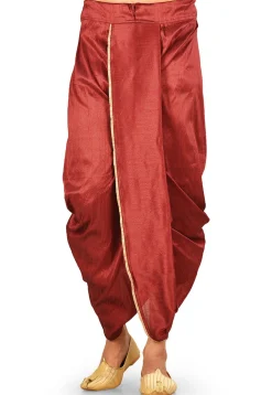 Solid Color Dupion Silk Dhoti in Red