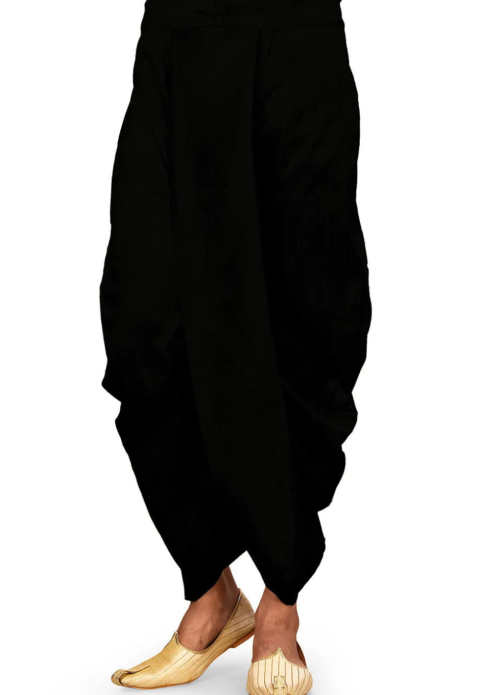 Solid Color Dupion Silk Dhoti in Black