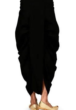 Solid Color Dupion Silk Dhoti in Black