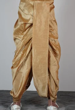 Solid Color Dupion Silk Dhoti Pant in Beige
