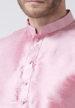 Solid Color Dupion Silk Dhoti Kurta in Pink