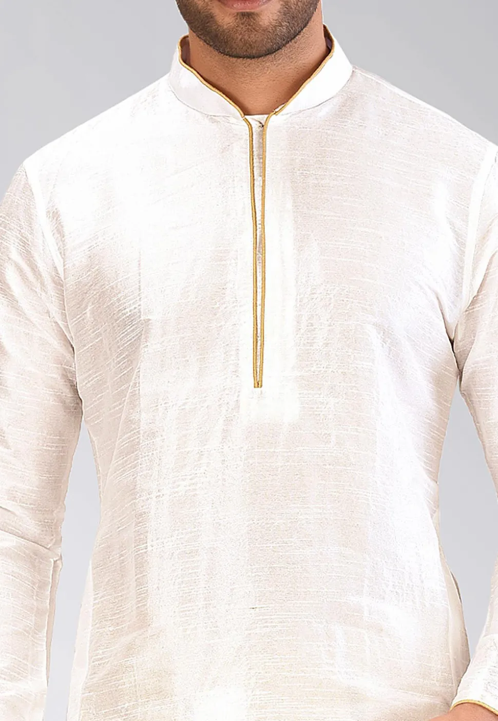 Solid Color Dupion Silk Dhoti Kurta in White