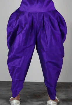 Solid Color Dupion Silk Dhoti Pant in Indigo Blue