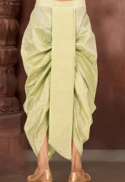 Solid Color Dupion Silk Dhoti in Pastel Green
