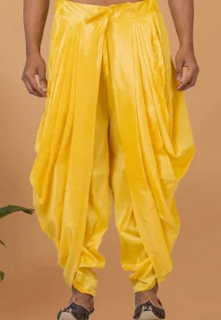 Solid Color Dupion Silk Dhoti Pant in Yellow
