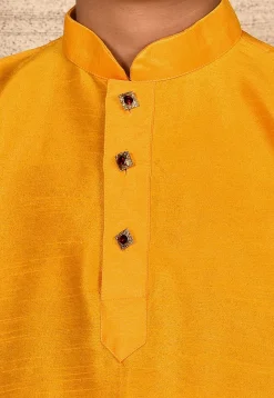 Solid Color Dupion Silk Kurta in Mustard