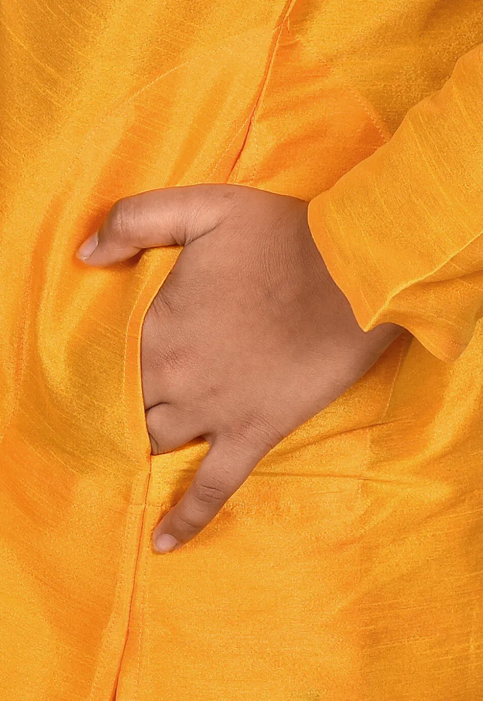 Solid Color Dupion Silk Kurta in Mustard
