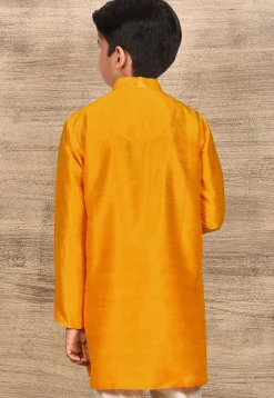 Solid Color Dupion Silk Kurta in Mustard