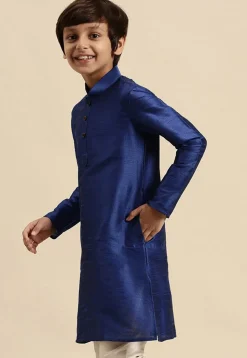 Solid Color Dupion Silk Kurta in Royal Blue