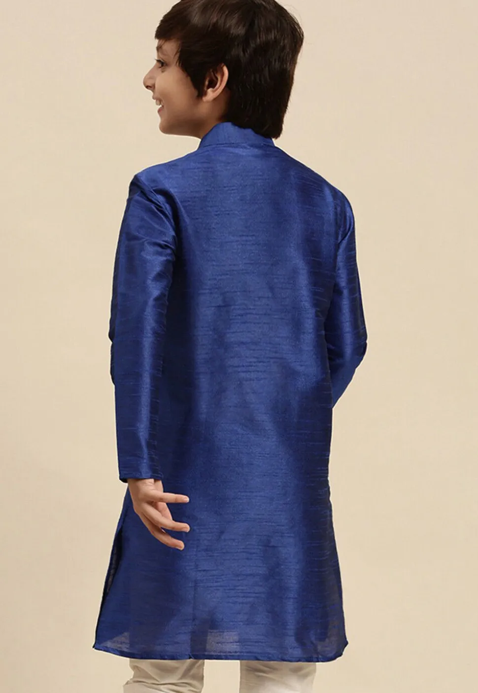 Solid Color Dupion Silk Kurta in Royal Blue