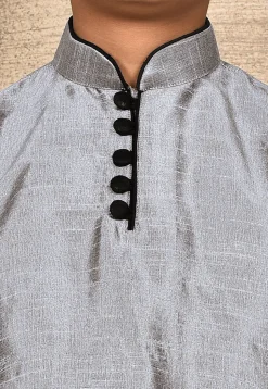 Solid Color Dupion Silk Kurta in Grey
