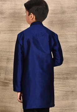 Solid Color Dupion Silk Kurta in Navy Blue