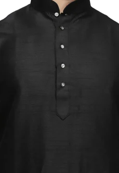 Solid Color Dupion Silk Kurta in Black